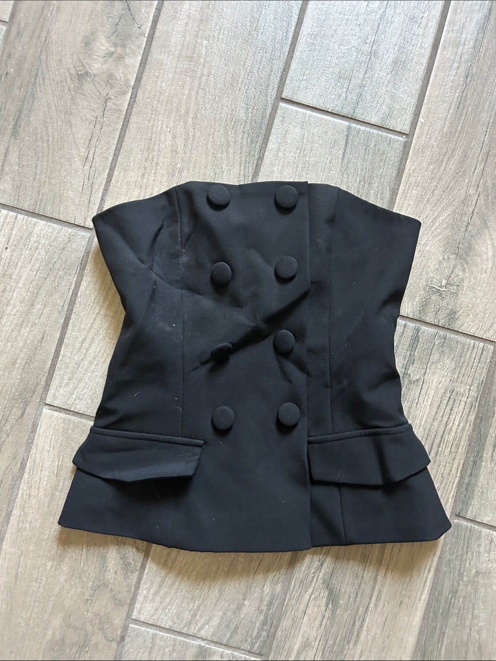 Strapless Black Double-Breasted Corset Top